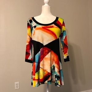 Eva Varro multicolored 3/4 Sleeve tunic top